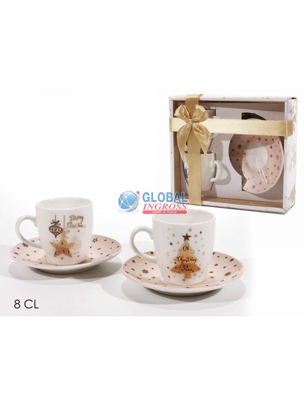 SET 2 TAZZINE C/PIATTINI ORO