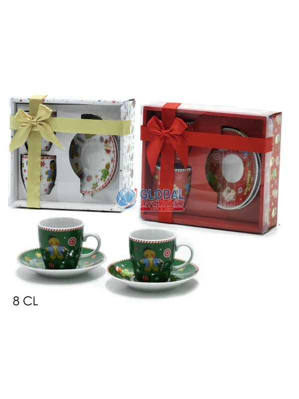 SET 2 TAZZINE C/PIATTINI NATALE ASS.