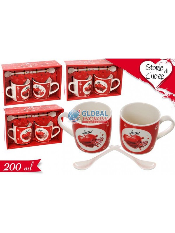 SET 2 TAZZE LOVE C/CUCCHIAINO