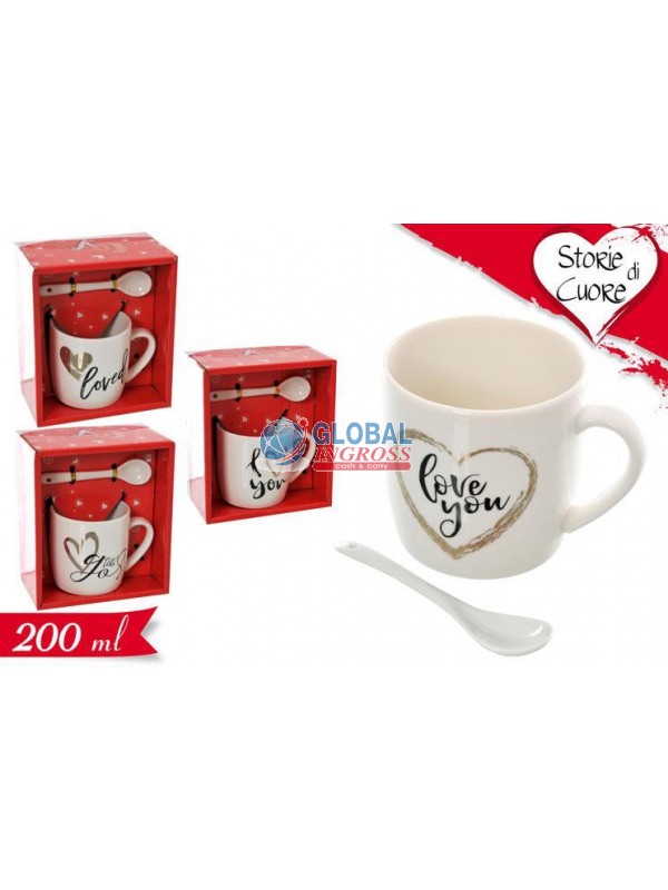 TAZZA LOVE C/CUCCHIAINOCERAMICA