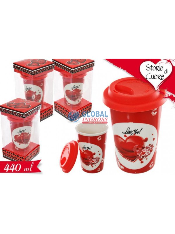 TAZZA LOVE C/COPERCHIO SILICONE 440ml