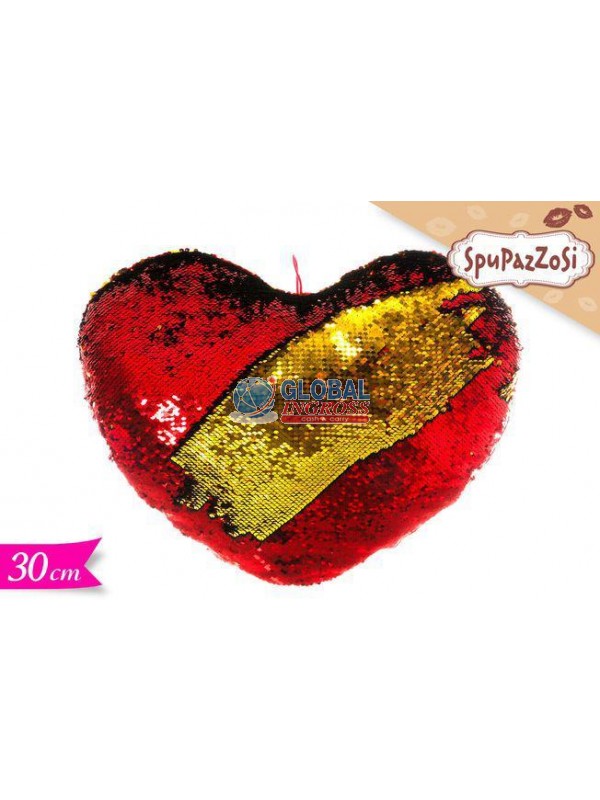 CUSCINO CUORE 30cm PAILLETTES BICOLOR