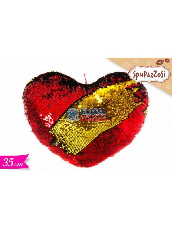 CUSCINO CUORE 35cm PAILLETTES BICOLOR