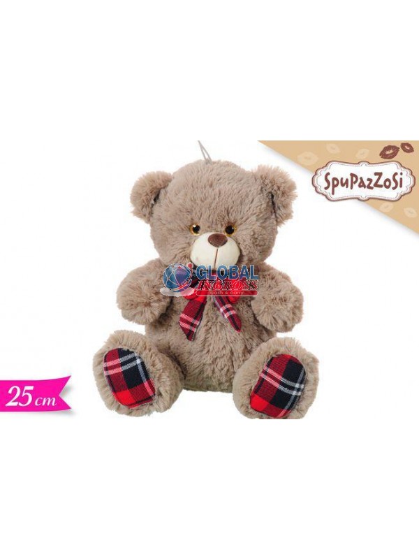 PELUCHE ORSO 25cm FIOCCO SCOZZESE