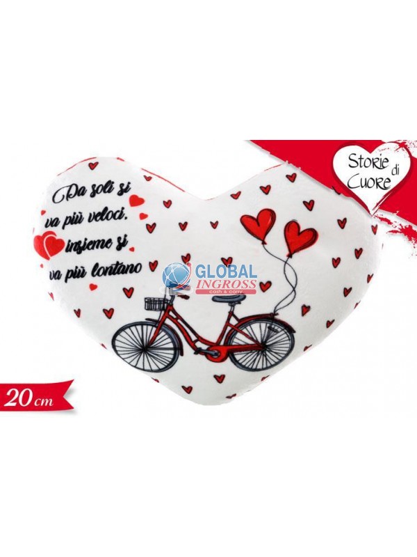 CUSCINO CUORE 20cm BICICLETTA