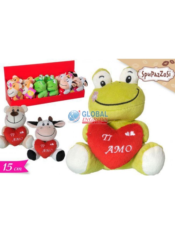 PELUCHE C/CUORE TI AMO 15cm ASS.