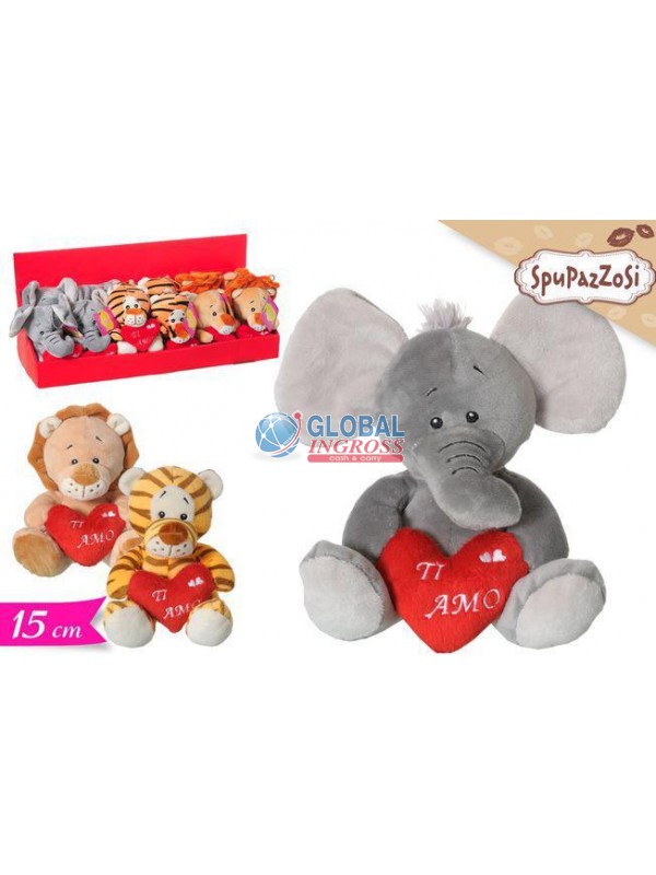 PELUCHE C/CUORE TI AMO 15cm ASS.2