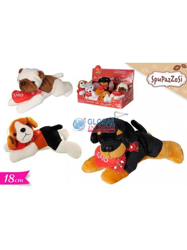 PELUCHE C/CUORE ROSSO 18cm ASS.