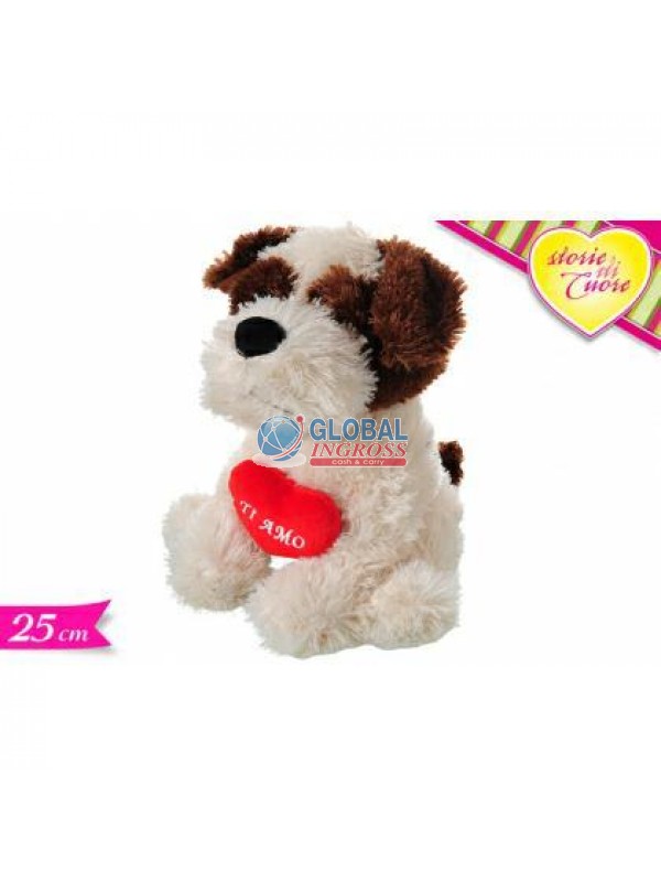 PELUCHE CANE C/CUORE 25cm