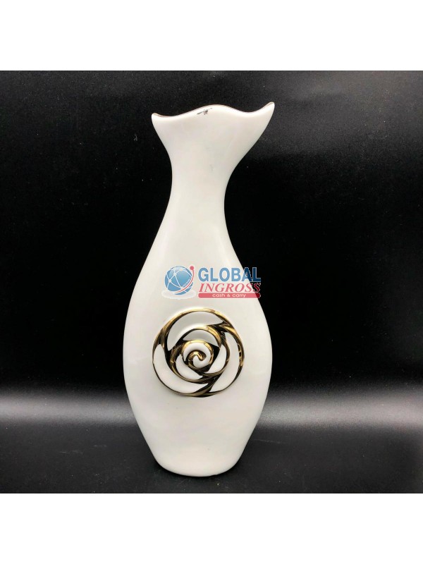 VASO BIANCO C/ROSA ORO