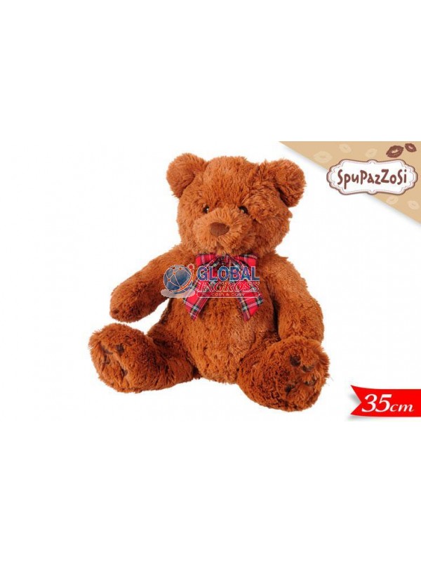 PELUCHE ORSO 35cm C/FIOCCO MARRONE