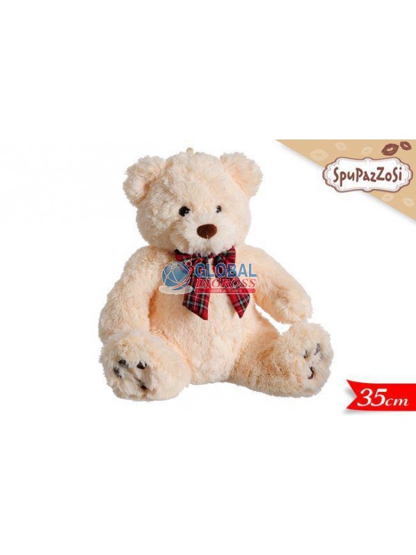 PELUCHE ORSO 35cm C/FIOCCO BIANCO
