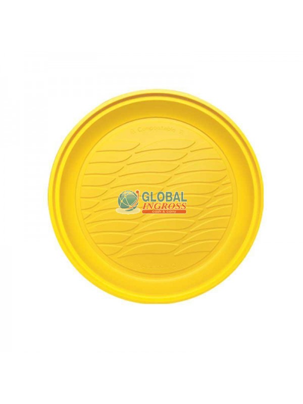 PIATTI BIOPLASTICA DESSERT GIALLO 20pz