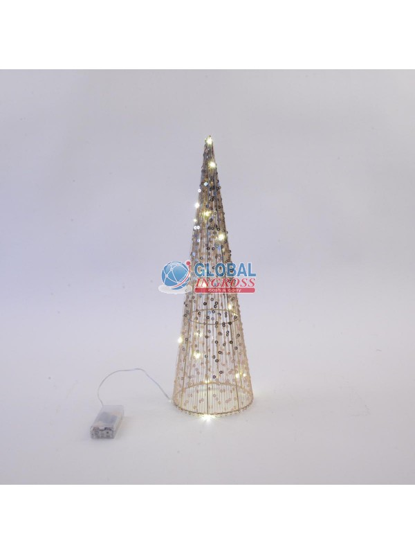 ALBERO CONO METALLO E PAILLETTES 40cm 20 LUCI