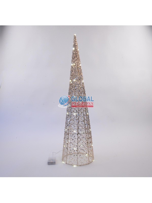 ALBERO CONO METALLO E PAILLETTES 80cm 40 LUCI