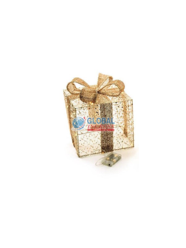 REGALO ORO PAILLETTES C/LED 25x25x30