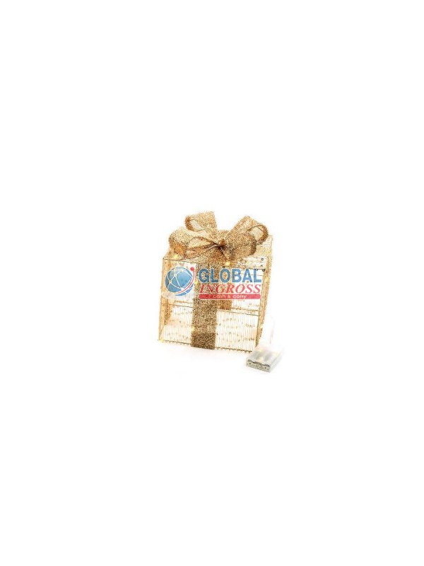 REGALO ORO PAILLETTES C/LED 20x20x23