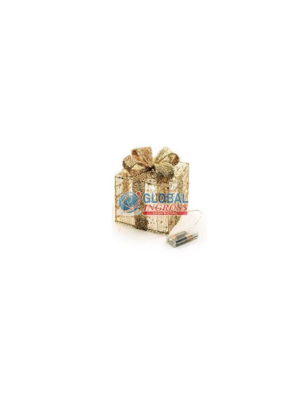 REGALO ORO PAILLETTES C/LED 15x15x17