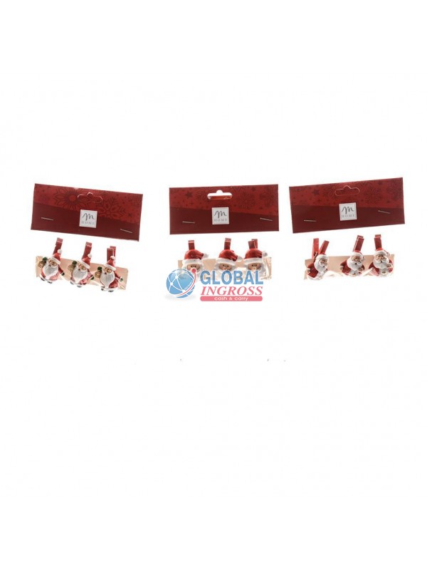 SET 3 MOLLETTE NATALE LEGNO E RESINA