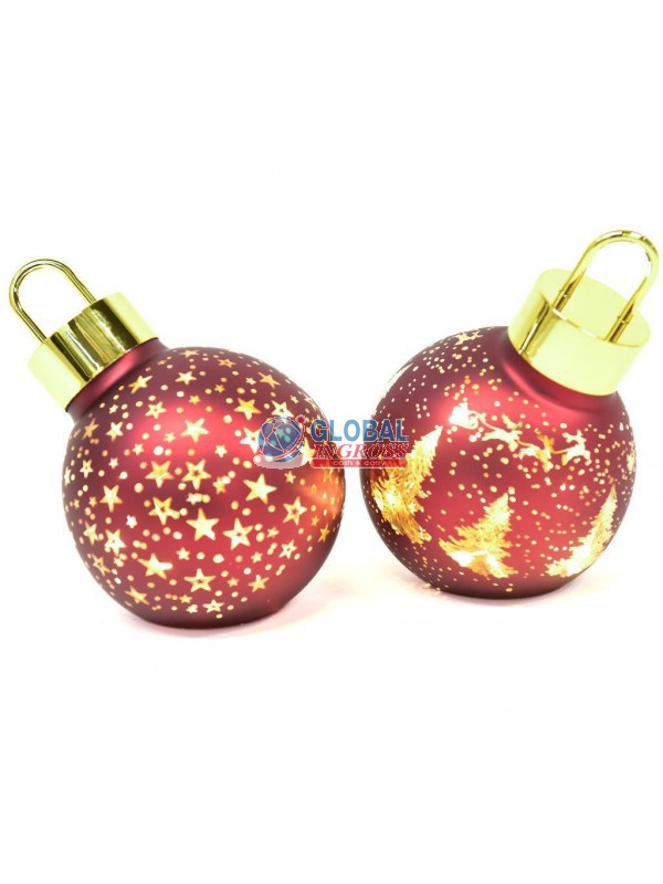 PALLA NATALE VETRO C/LUCI 18x12x14cm