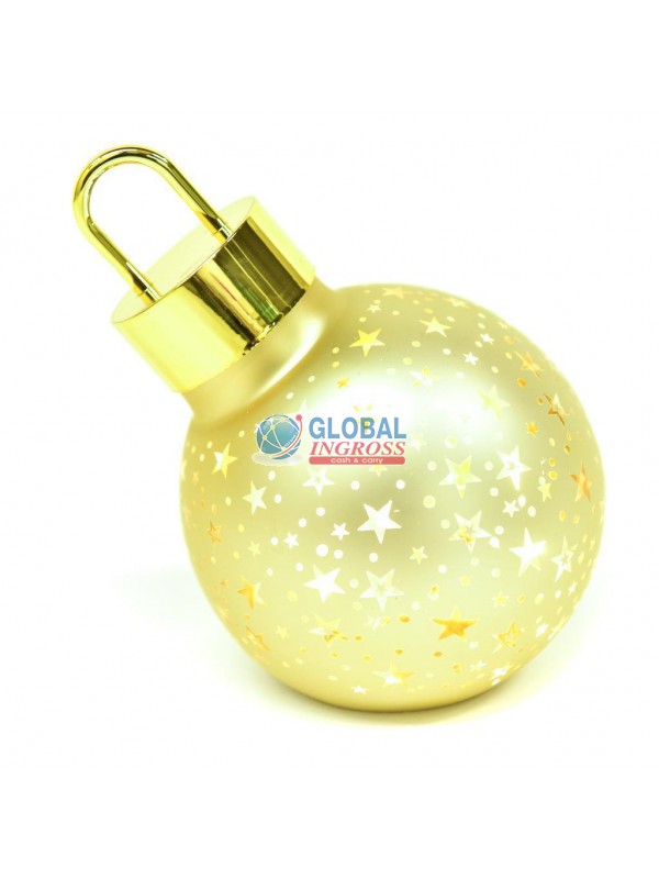 PALLA NATALE VETRO ORO C/LUCI 18x12x14cm