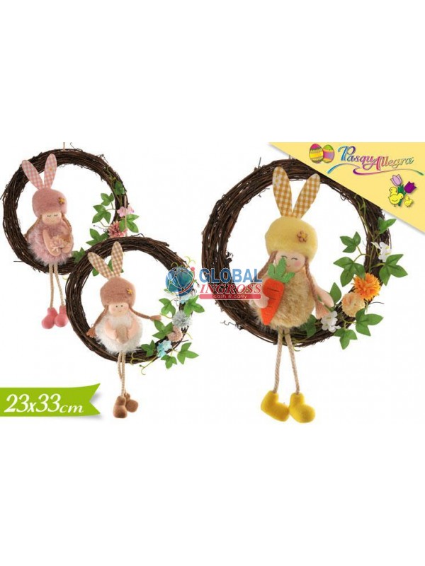 GHIRLANDA C/BAMBOLINA CONIGLIO 23cm COL.ASS.