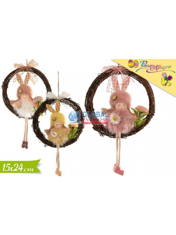 GHIRLANDA C/BAMBOLINA CONIGLIETTO 24cm ASS.