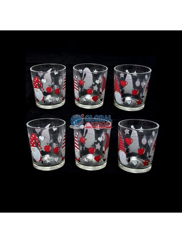 BICCHIERI NATALE VETRO GNOMI 6pz