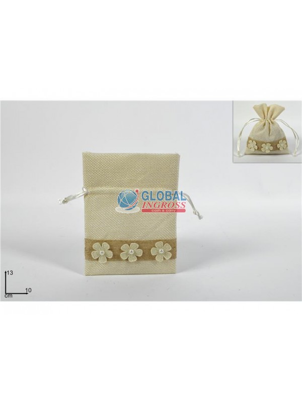 SACCHETTO JUTA C/FIORI 10x13