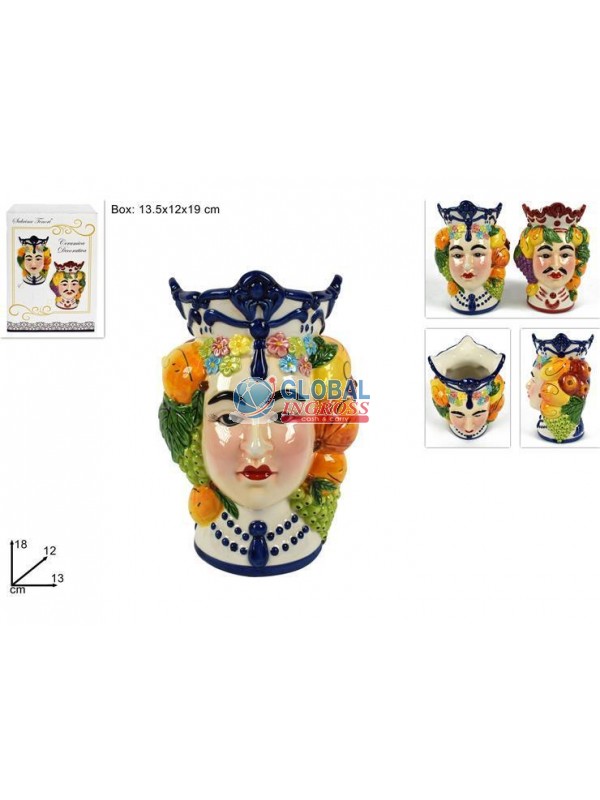 TESTA DI MORO 18x13cm COLORATA