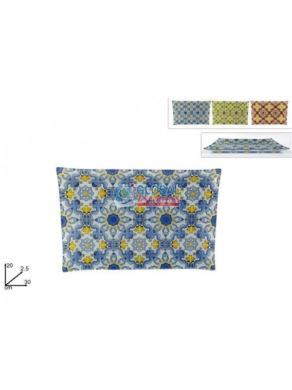 PIATTO VETRO DECORATO 30x20cm
