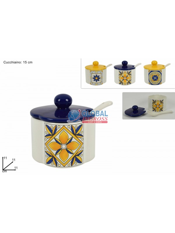 BARATTOLO DECORO MAIOLICA C/CUCCHIAINO
