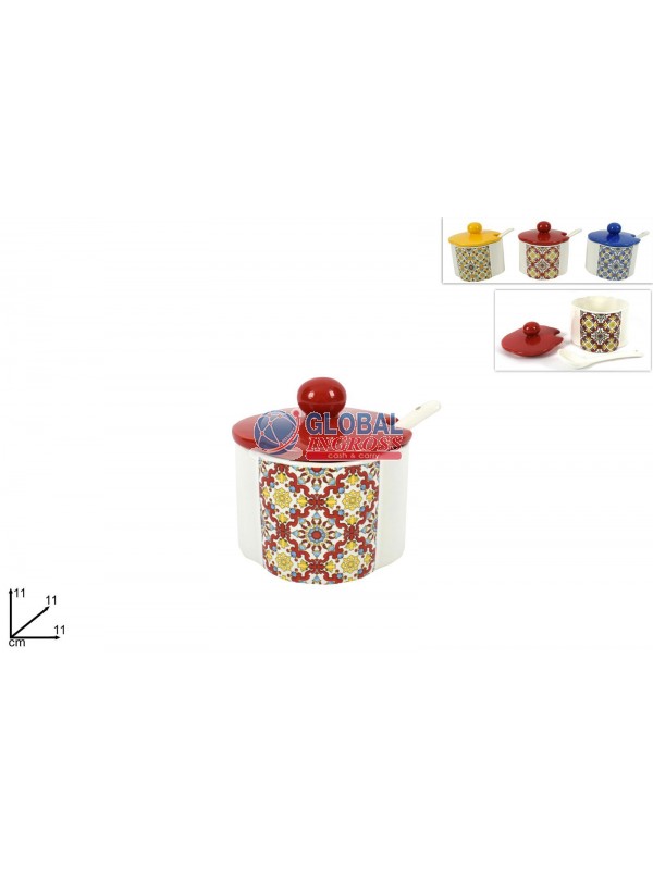 BARATTOLO DECORO MAIOLICA C/CUCCHIAINO