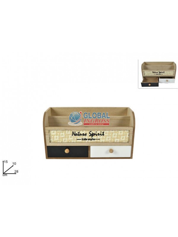 PORTALETTERE LEGNO C/2 CASSETTI