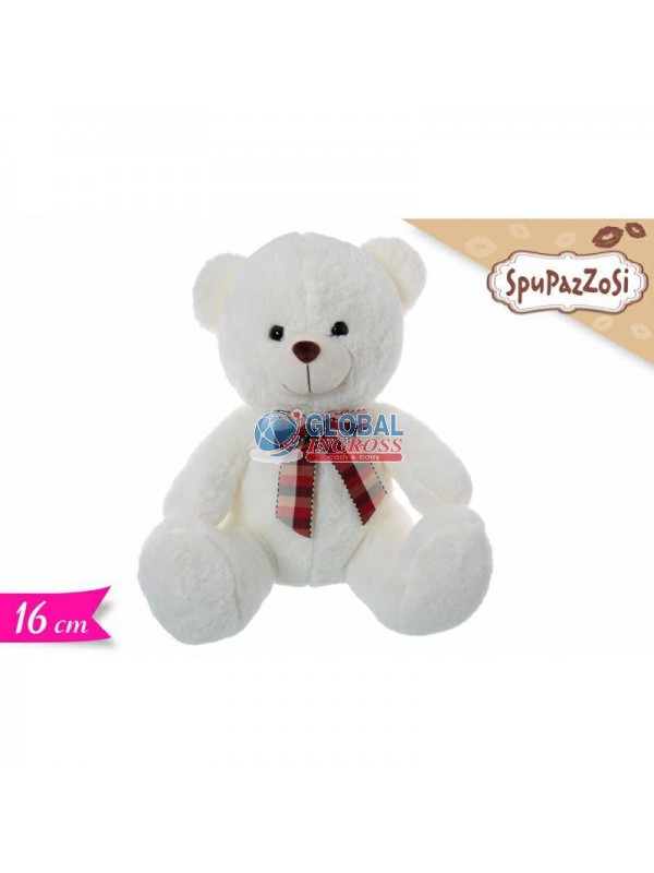 PELUCHE ORSO BIANCO C/FIOCCO 16cm