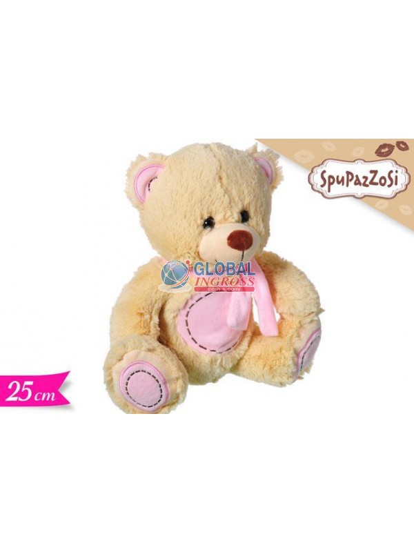 PELUCHE ORSO 25cm DECO ROSA