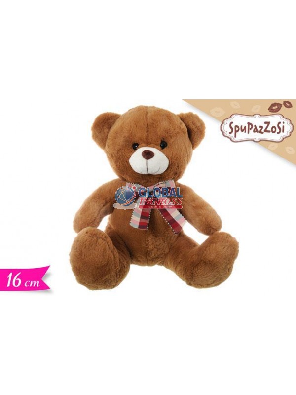 PELUCHE ORSO MARRONE C/FIOCCO 16cm