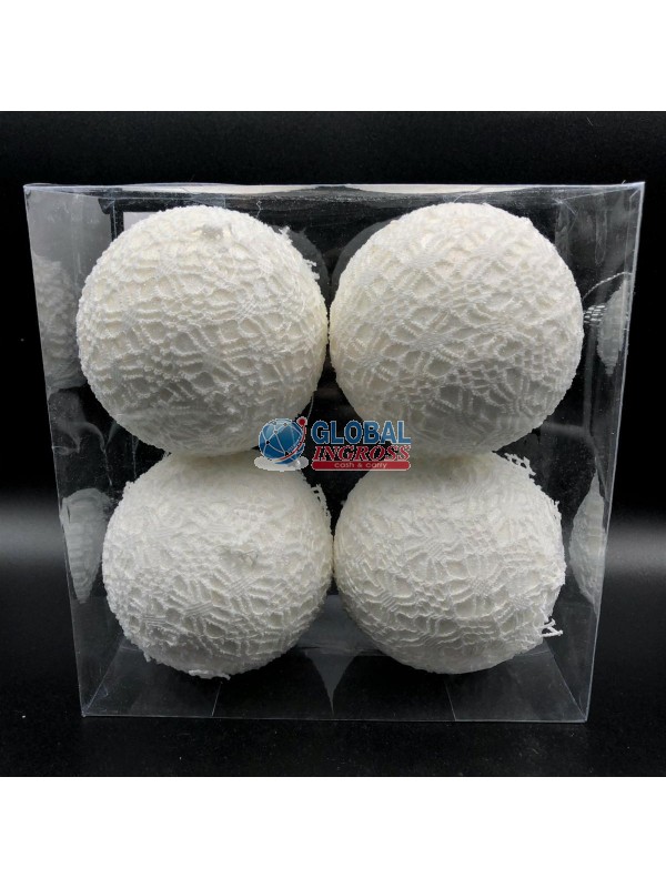 PALLE MERLETTO/GLITTER BIANCO 4pz