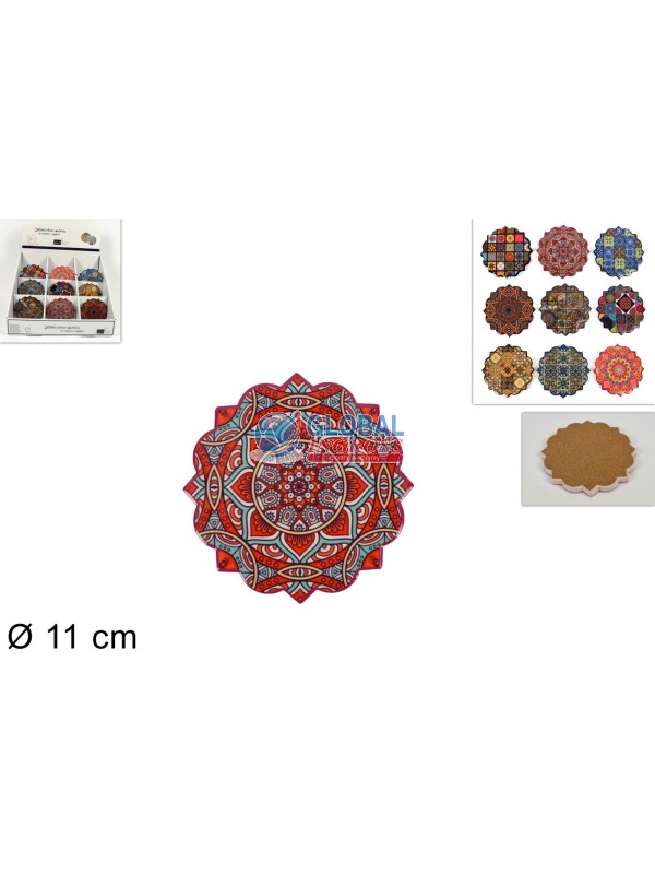 SOTTOBICCHIERE 8 PUNTE 11cm FIORE BASE SUGHERO