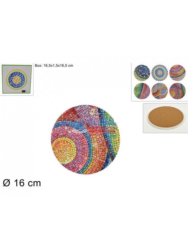 SOTTOPENTOLA TONDO 16cmMOSAICO BASE SUGHERO