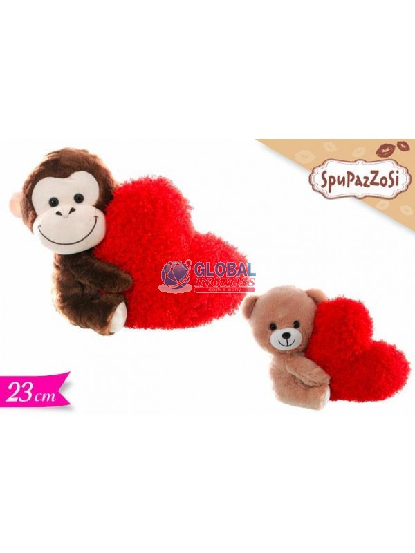 PELUCHE ANIMALE C/CUORE23cm