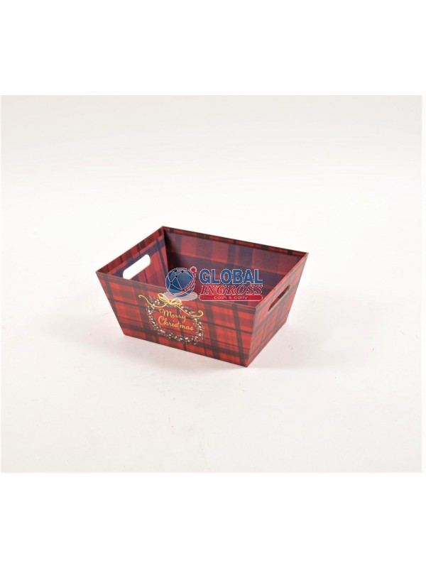 CESTINO CARTA RED TARTAN 27x20 H.12cm