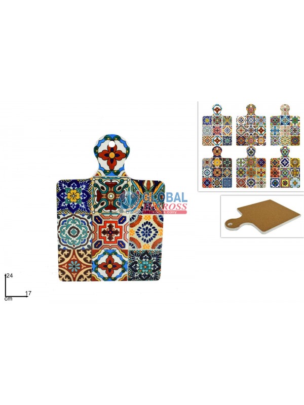 SOTTOPENTOLA TAGLIERE DECORO MAIOLICA BASE SUGHERO