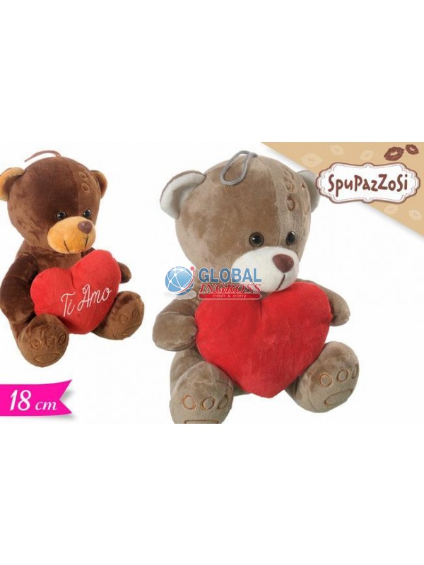 PELUCHE ORSO C/CUORE 18cm
