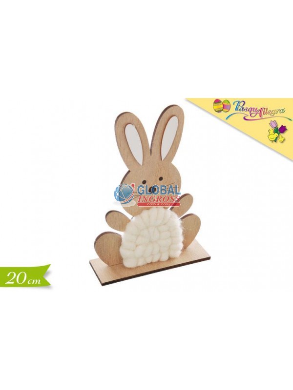 CONIGLIO SU BASE LEGNO 20cm