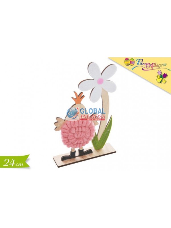 DECORAZIONE GALLINA 24cm C/FIORE