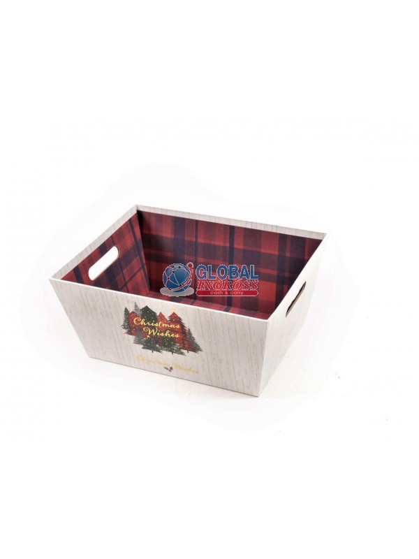 CESTINO CARTA WHITE TARTAN 31x24 H.14cm