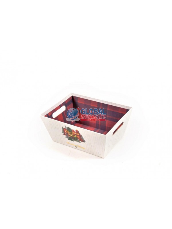 CESTINO CARTA WHITE TARTAN 27x20 H.12cm