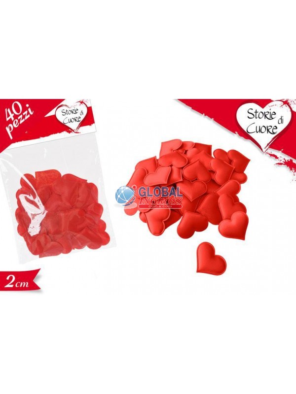 BUSTA CUORICINI ROSSI TESSUTO 40pz 2cm