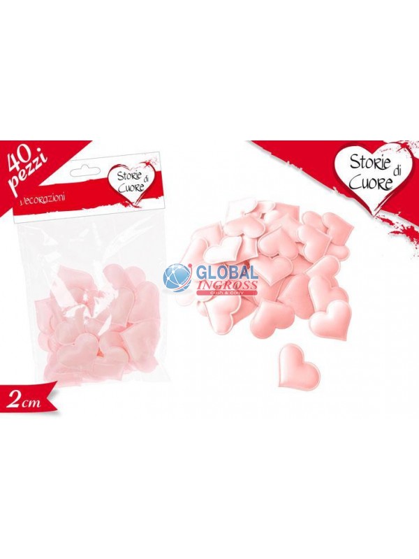 BUSTA CUORICINI ROSA TESSUTO 40pz